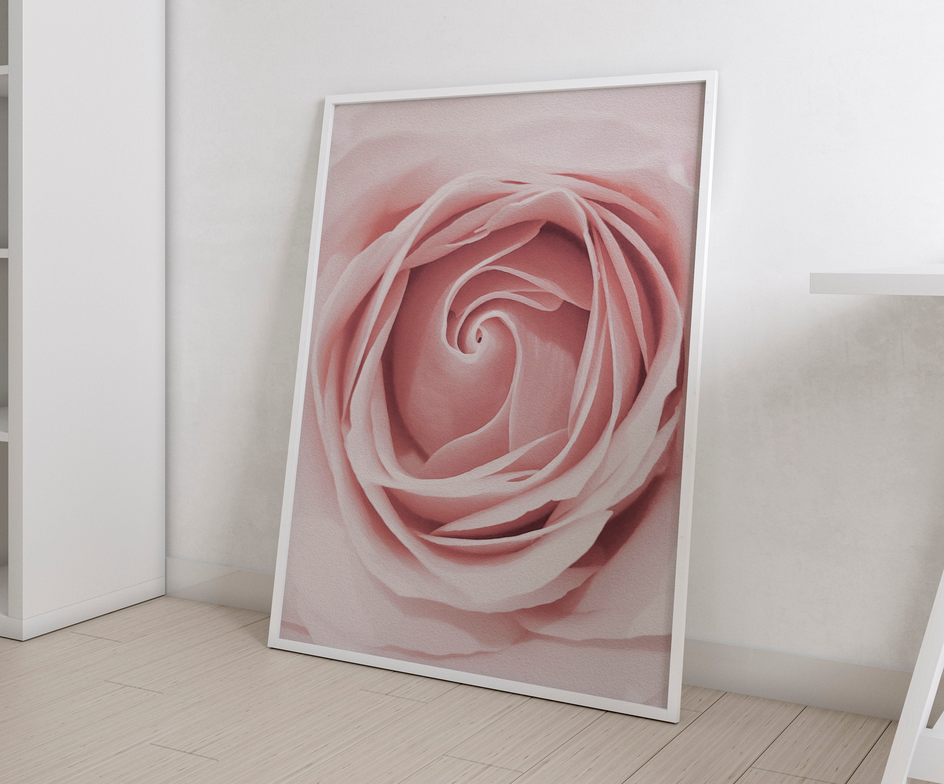 Pink Flower Poster Pastel Pink Rose Print Blush Flower Watercolor Pink ...
