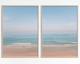 Neutral Beach Set of 2 Photos Bedroom Poster Set Coastal Art Prints Pastel Ocean Poster Neutral Tone Print Dine room Modern Coastal Set of 2