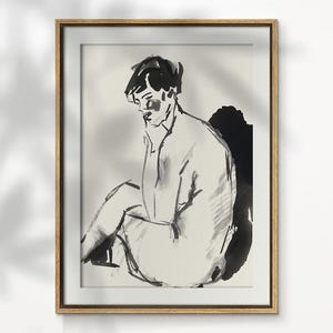 Female Figure Sketch Art Print, Vintage Woman Abstract Drawing, Line Drawing printable Wall Art download, Classic Drawing Printable wall art