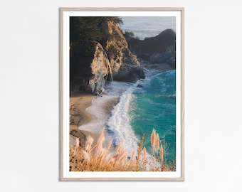 California Art Print, Travel Poster, Big Sur California nature decor, Coastal print, McWay Falls photo digital download, Printable Wall Art