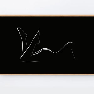 Samsung Frame TV Art Woman body contour, female line drawing, Black background Samsung tv frame, Woman outline, Line art Samsung TV Frame