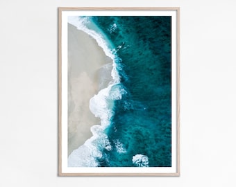 Aerial Ocean Print Waves, Ocean Beach Poster, Ocean Waves Photo Poster, Aerial Waves printable wall art, Tropical Coastal Decor digital art