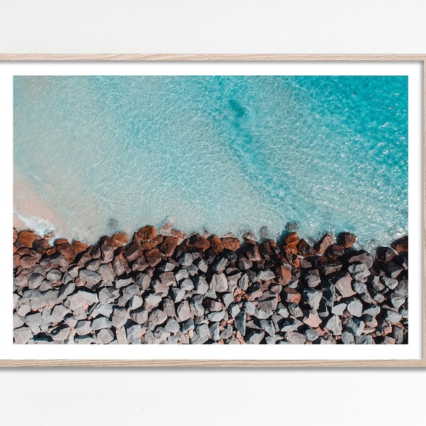 Aerial Beach photography, Beach wall art poster, Beach from above print, Aerial beach print, Ocean Coastal decor art Turquoise blue download