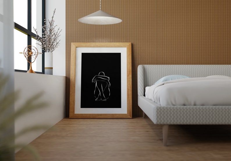 Aesthetic Art Body Outline Printable Wall Art Black Minimalist - Etsy