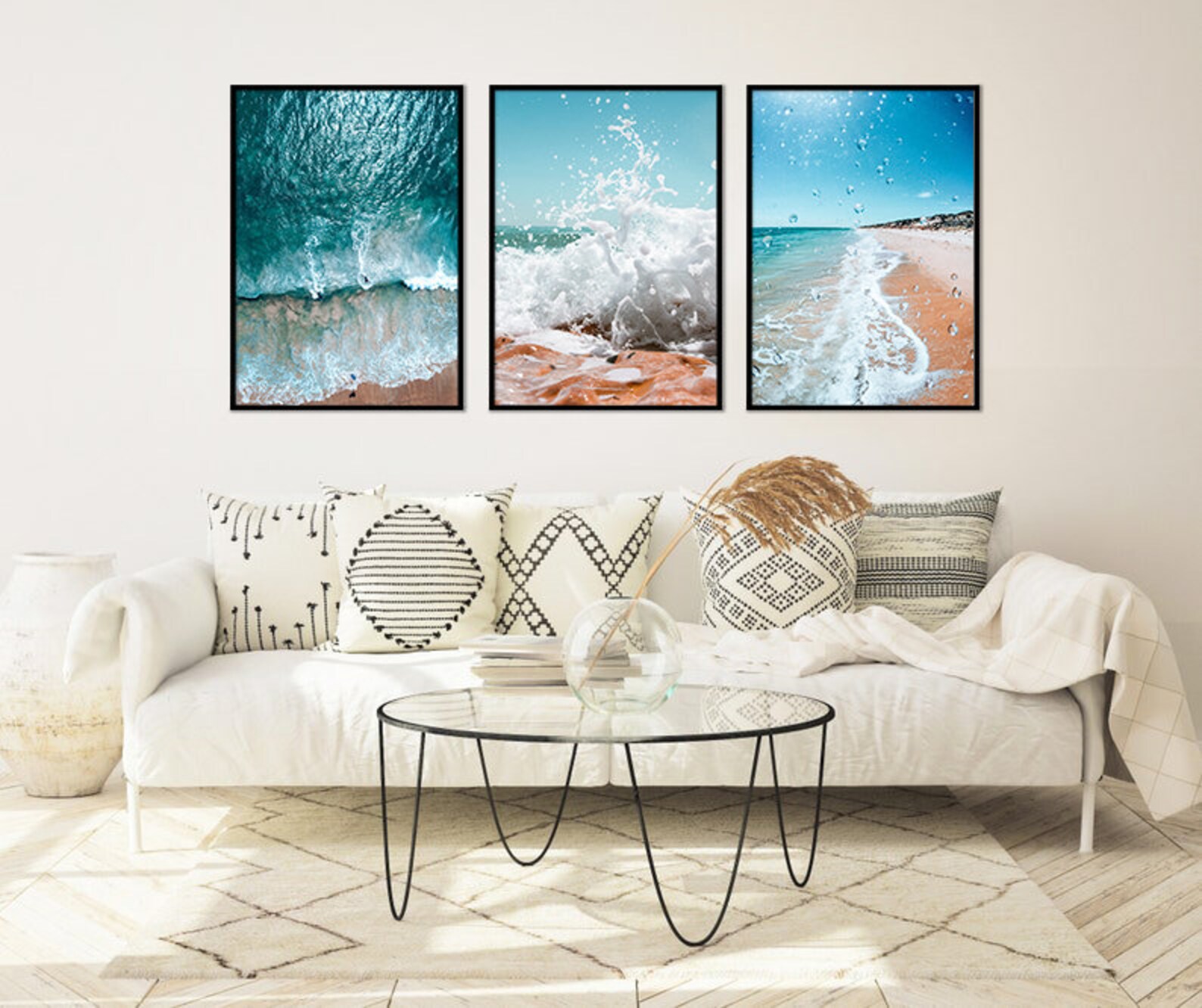Beach Wall Art Set of 3 Ocean Prints, Sea Photography Ocean Waves Print ...