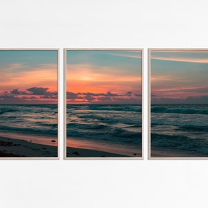 Ocean Print Set of 3 Prints Gallery Wall Set of 3 split images Beach Sunset Print 3 Piece Bedroom Decor Coastal Living room art download
