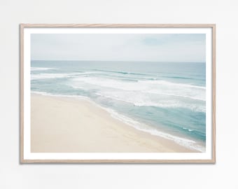 Neutral Coastal Beach Print, Soft Seascape photo, Muted Neutral Beach Wall Art, Modern Beach printable Ocean Landscape, Pastel Beach Decor