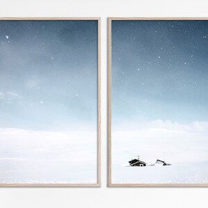 Winter wall art print set of 2 posters, White Winter Scenery Wall Art Pastel Snow digital Wall Art, printable art download, snowy landscape