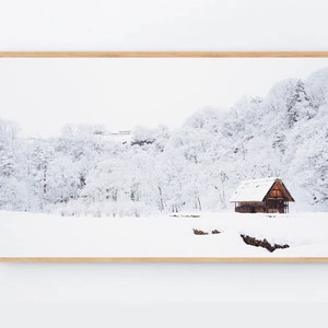Winter Samsung TV Frame Tv Art Log Cabin Frame TV art Rustic Home Decor samsung frame snow Photography download Winter Landscape 4K Tv Art