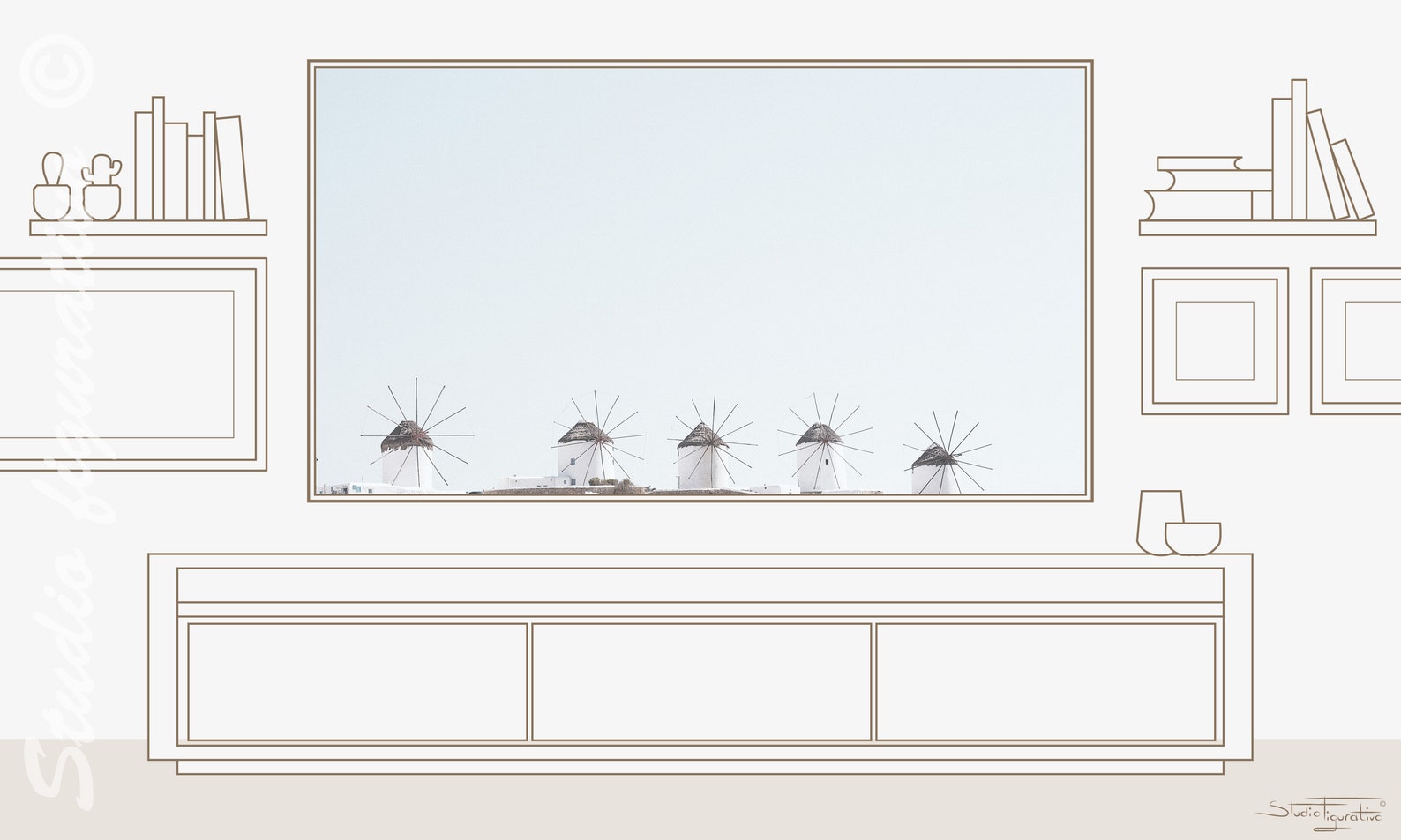 Samsung Frame TV Art Mykonos Windmills Photography Greece Art Etsy