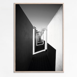 Fotografía callejera abstracta moderna de oficina, impresión de arquitectura urbana, fotografía abstracta en blanco y negro Arte de pared estético minimalista Impresión digital