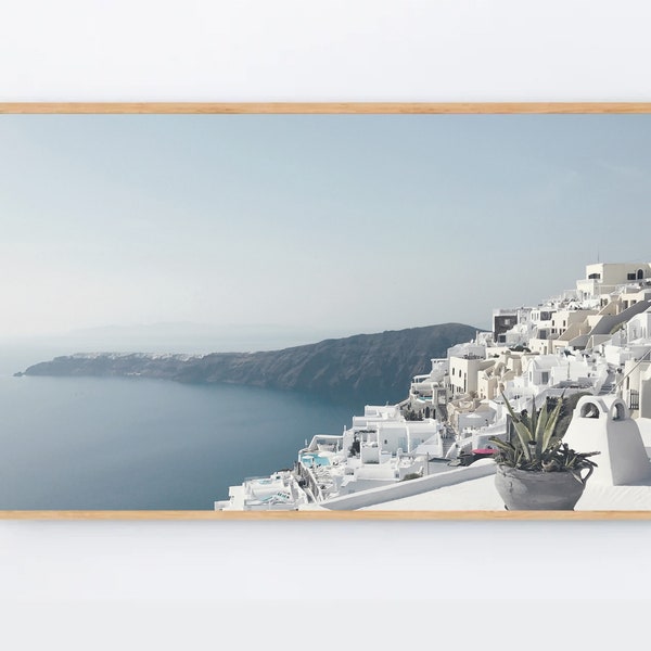 Samsung Frame TV Art, Santorini Digital Download, Greece landscape, Summer photography, Travel holiday TV frames, Beach coastal TV download