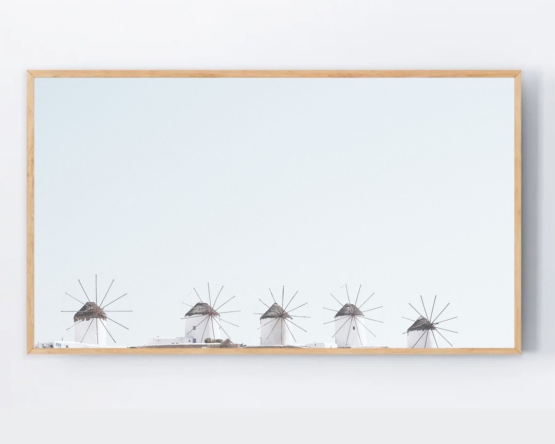Samsung Frame TV Art Mykonos Windmills Photography Greece Art Frame TV