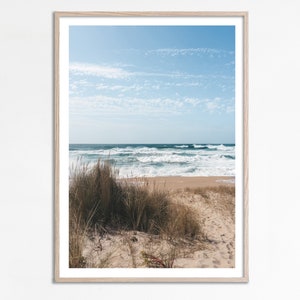 Neutral beach photography, boho coastal poster, Neutral Beach Print, Lonely Beach Path Photo, Ocean waves wall art, beach themed wall prints