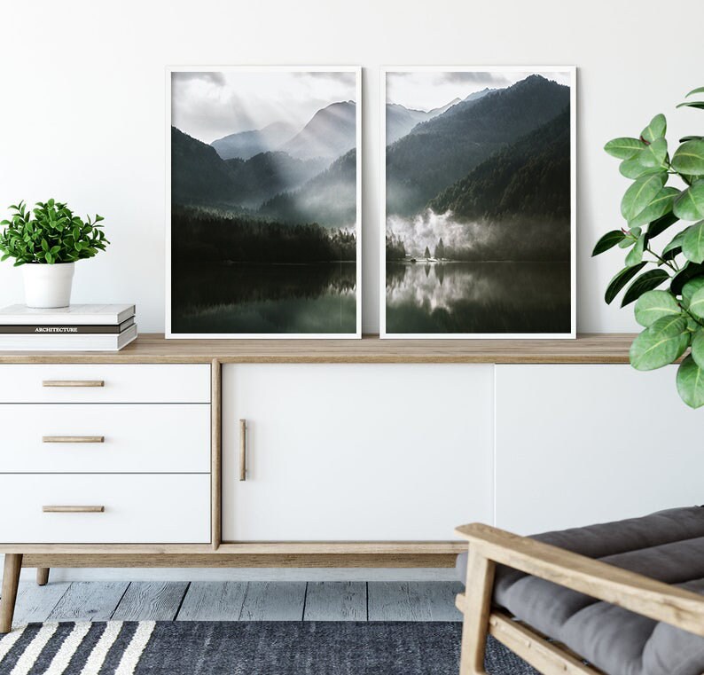 Mountain Lake Printable Wall Art Set of 2 Prints Nature - Etsy