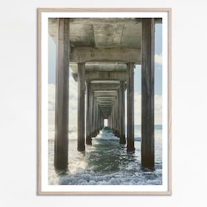 Impresión del muelle de San Diego, impresión del muelle de madera, decoración de la playa neutral, muelle de La Jolla, cartel del puente del océano, cartel del muelle de la playa, arte de la pared del océano