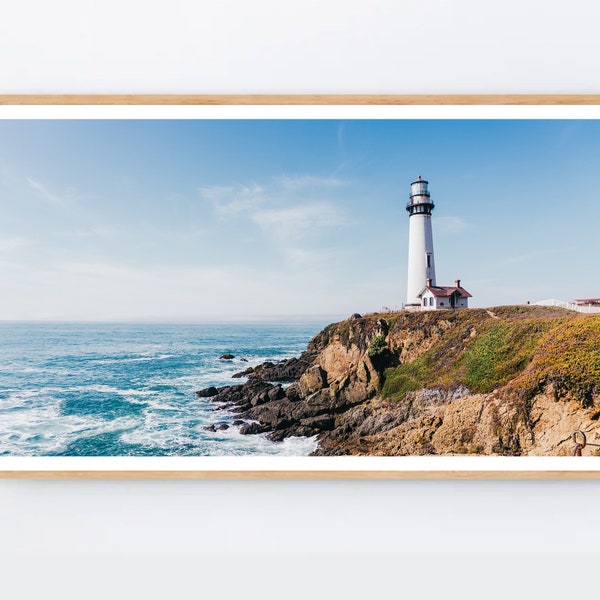 Samsung Frame TV Lighthouse Photo, Modern Seascape, Coastal Digital Art, Lighthouse photography, Ocean Digital Download for Samsung Frame TV
