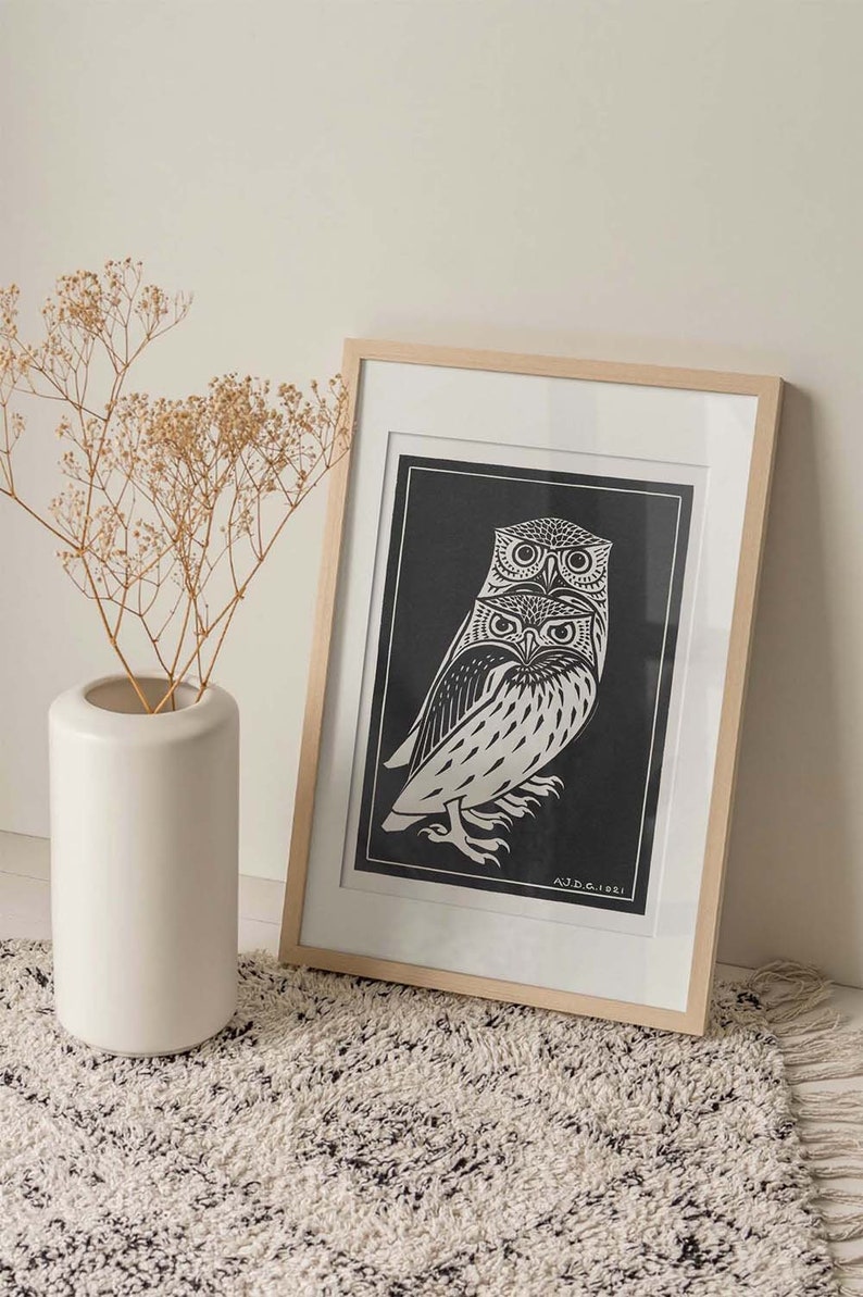 Owl Print, Animal Poster Digital Download, Two Owls Printable Wall Art ...
