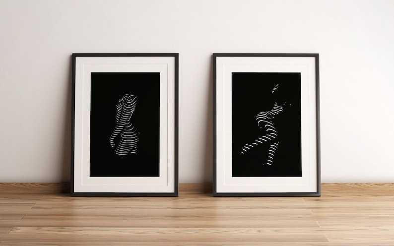 2 Female Body Line Art Prints Drawing Printable Wall Art - Etsy