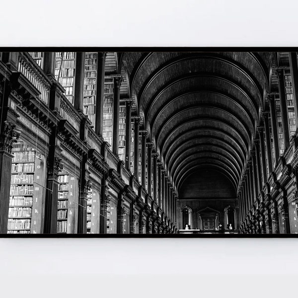 Samsung Frame TV Art Dark academia art Library black and white photography for the Frame TV, Old Books Intellectual image, Digital download