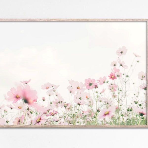 Wildflower Field, Spring Flower Field Photo, Spring Print, Pink Flowers Field Landscape Printable Art, Farmhouse Wall Art, Spring Floral art