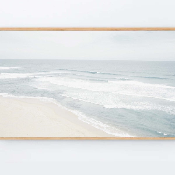 Samsung Frame TV Art, Pastel Beach Frame Tv Art, Neutral Tones Beach Digital Art, Ocean Seascape Frame TV, Coastal TV Frame Digital download