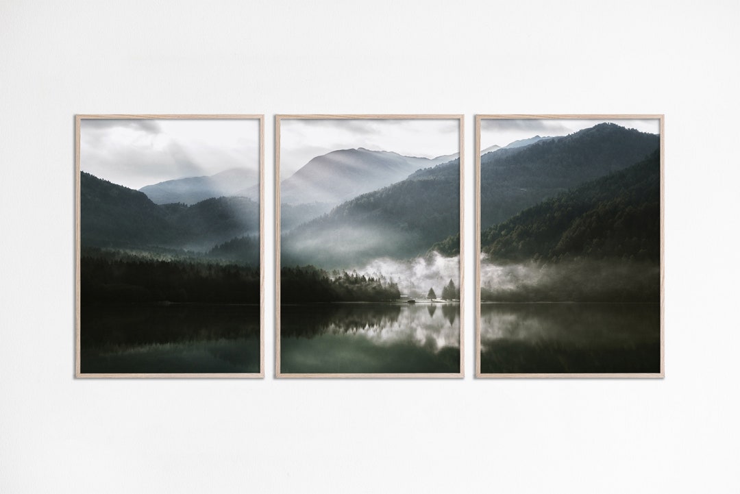 Misty Lake Gallery Wall Set of 3 Piece Wall Art Entryway Print Set ...