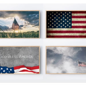 Patriotic Samsung Frame Tv Art God bless America Tv display, Art Set of 4 Veterans day Samsung Tv Art Gallery Set for TV Digital Art Bundle