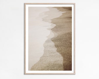 Sand Fotografie, Küstenwandkunst, Nasser Sand Druck, Beige Küsten Boho Dekor, Neutral Strand Druck, Gedämpfte Töne Sand Foto, Digitaler Download