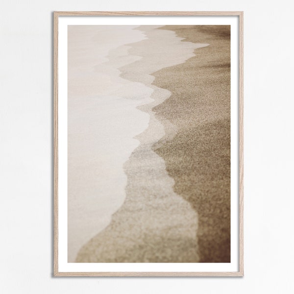 Photographie sur sable, art mural côtier, impression sable humide, décoration bohème côtière beige, impression plage neutre, photo sable tons sourds, téléchargement numérique