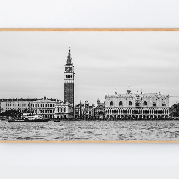 Samsung Frame TV Art San Marco Square Venice TV cover, Italian Architecture Black and white Fine Art Photography, Samsung TV Frame Download