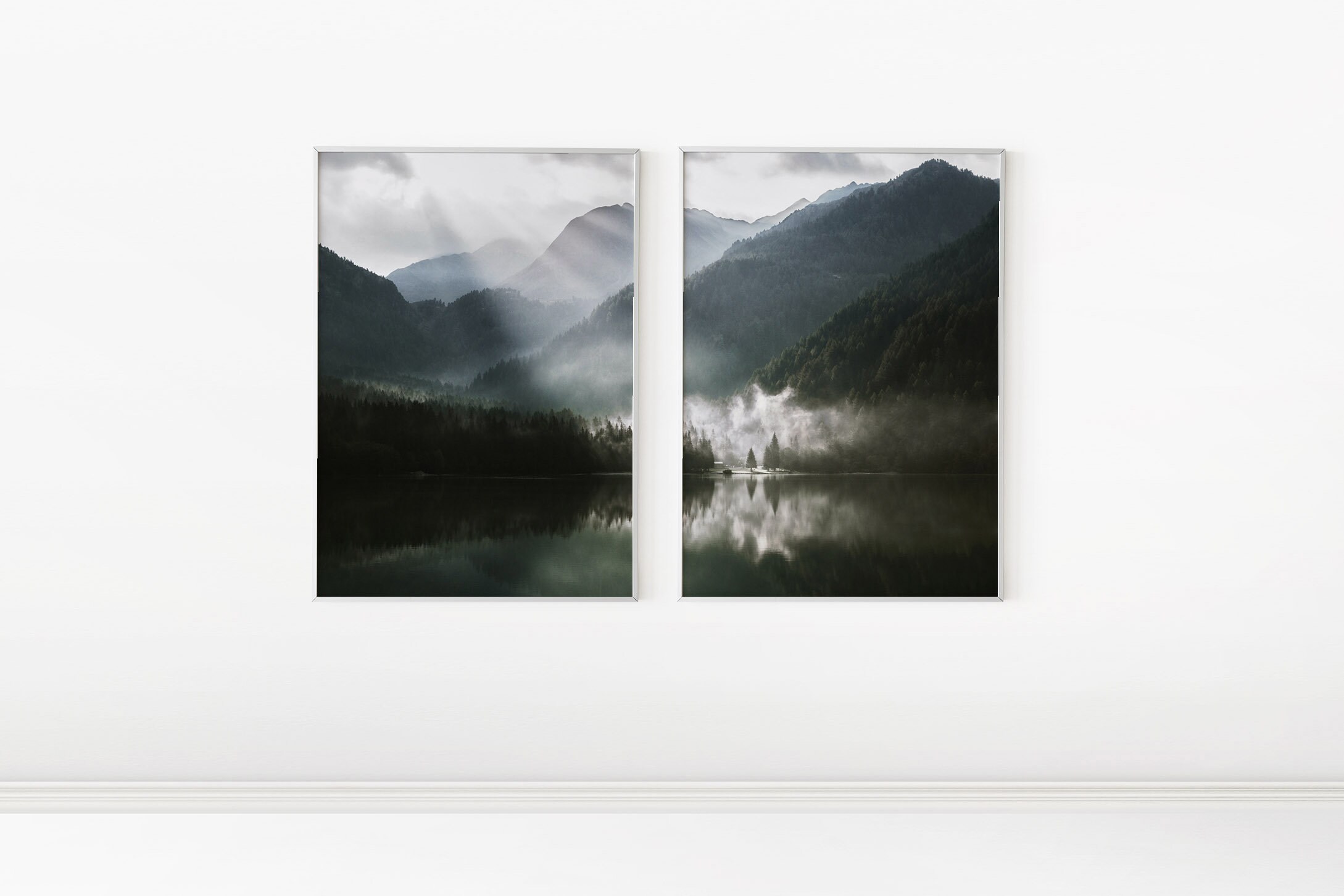 Mountain Lake Printable Wall Art Set of 2 Prints Nature - Etsy