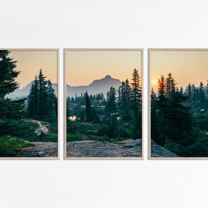 Living Room 3 Piece Wall Art Nature Photography, Mountain Forest Set of ...