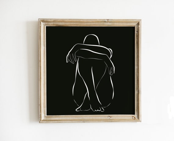 Aesthetic Art Body Outline Printable Wall Art Black Minimalist - Etsy