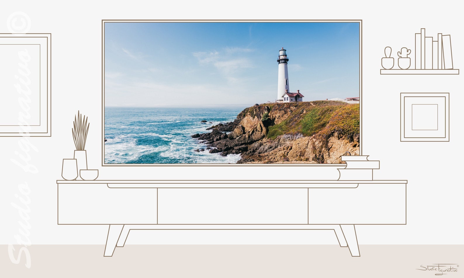 Lighthouse Tv Box Samsung Frame TV Lighthouse Photo, Modern Seascape, Coastal Digital Art ...