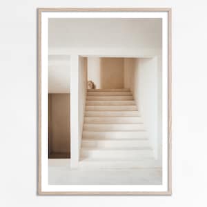Staircase Photography, Neutral Stairway Print, Beige Home Decor, Organic Minimalist Wall Art, Architecture print, Geometric Interior Design