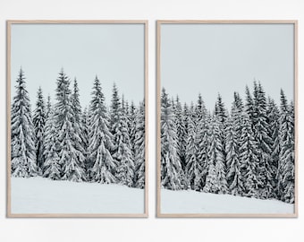 Winter Landscape Printable wall art, Winter photography, Winter landscape photography prints set of 2, Snowy Forest Prints, digital download