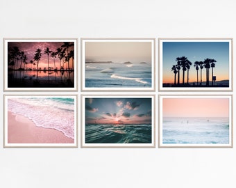 Kunstbundel kustmuur, afdrukbare downloads strandkunst aan de muur, wandkleden zomerdecor, afdrukbare kustkunst kunst bundel zomer