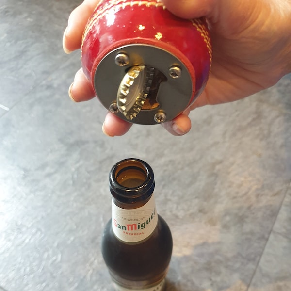 Real Cricket Ball Bottle Opener