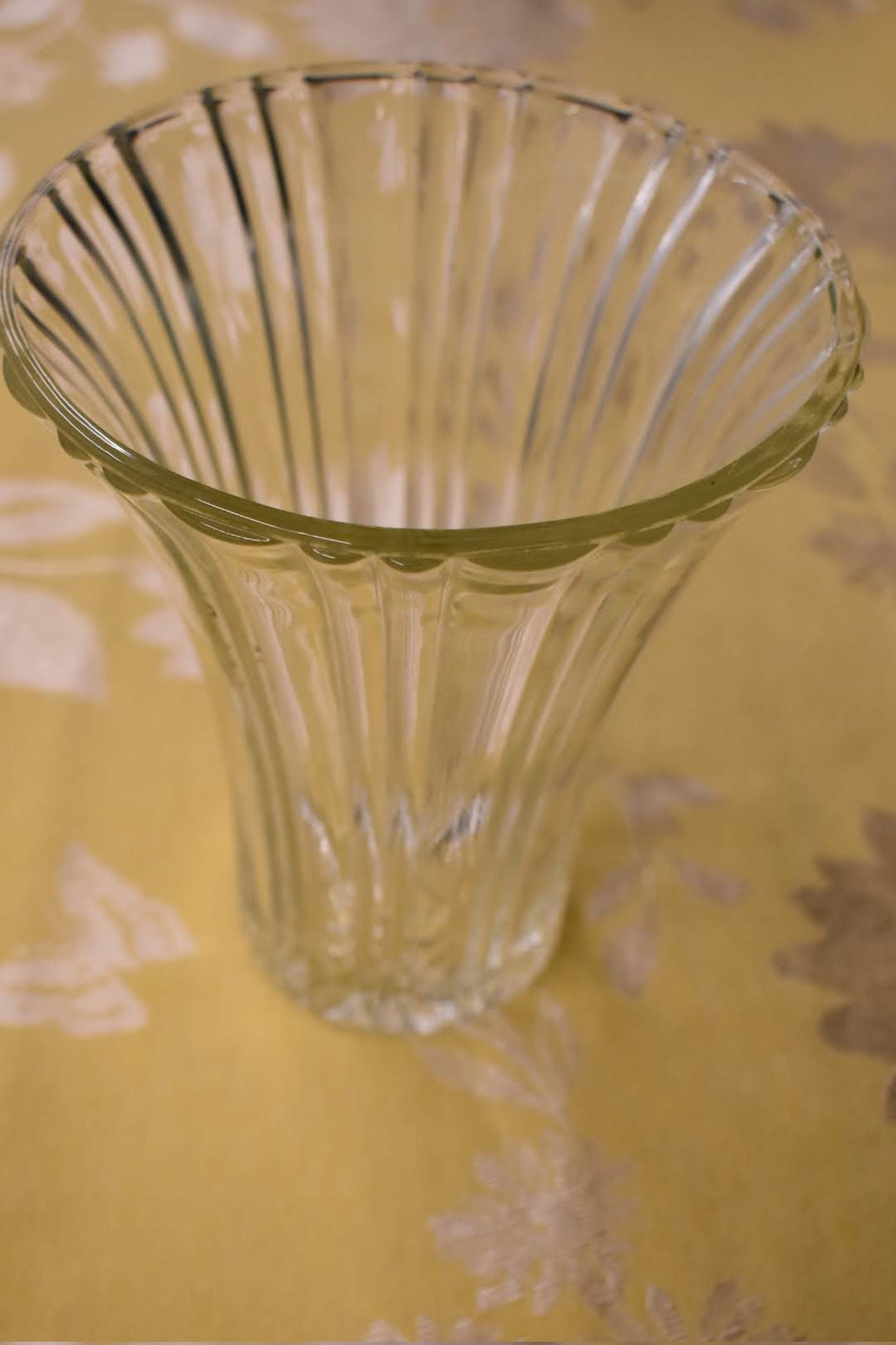 New Vintage Ribbed Pattern Crystal Glass Vase Etsy