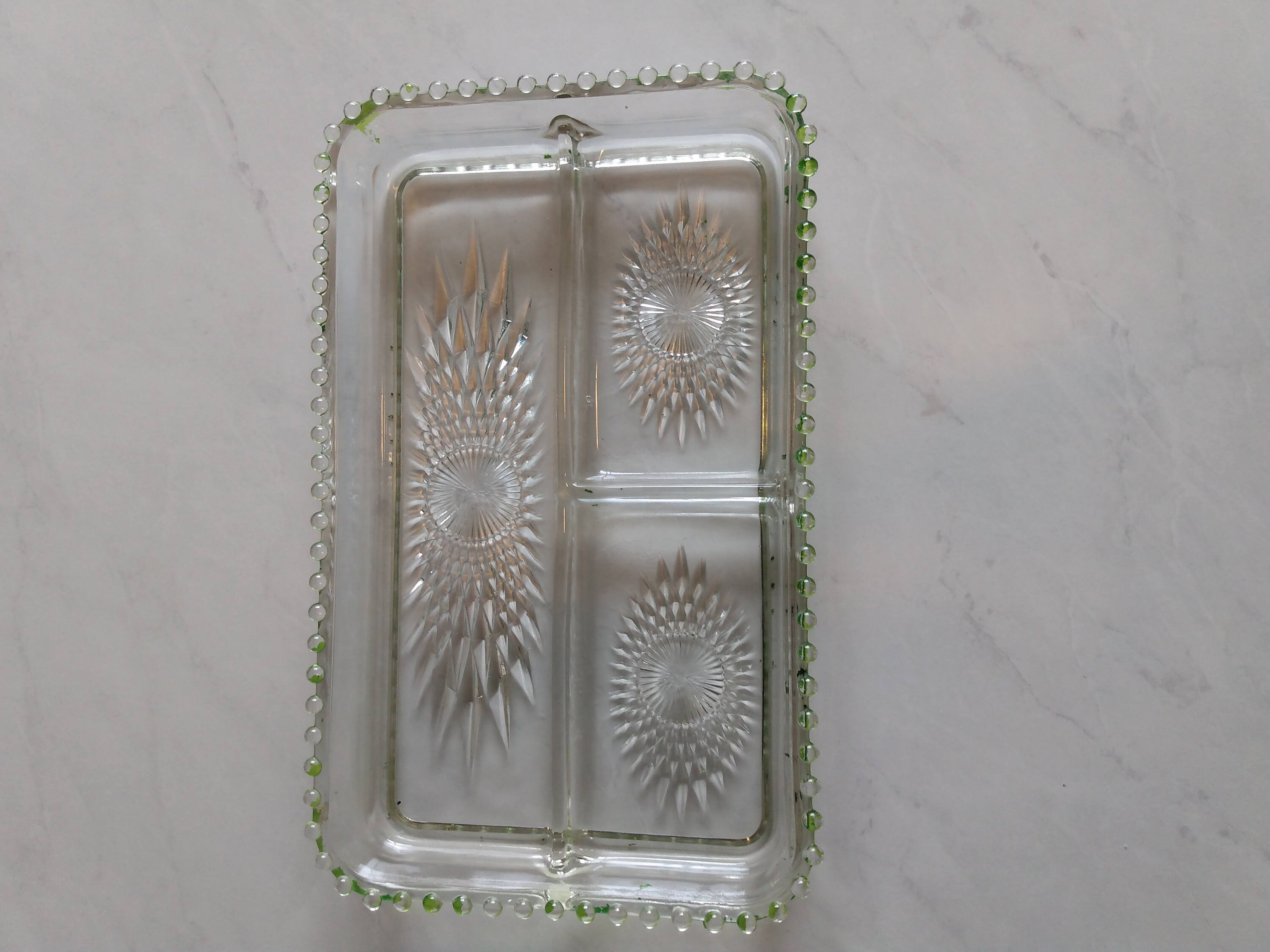 Rectangular Glass Tray Vintage with glass bead edge Etsy