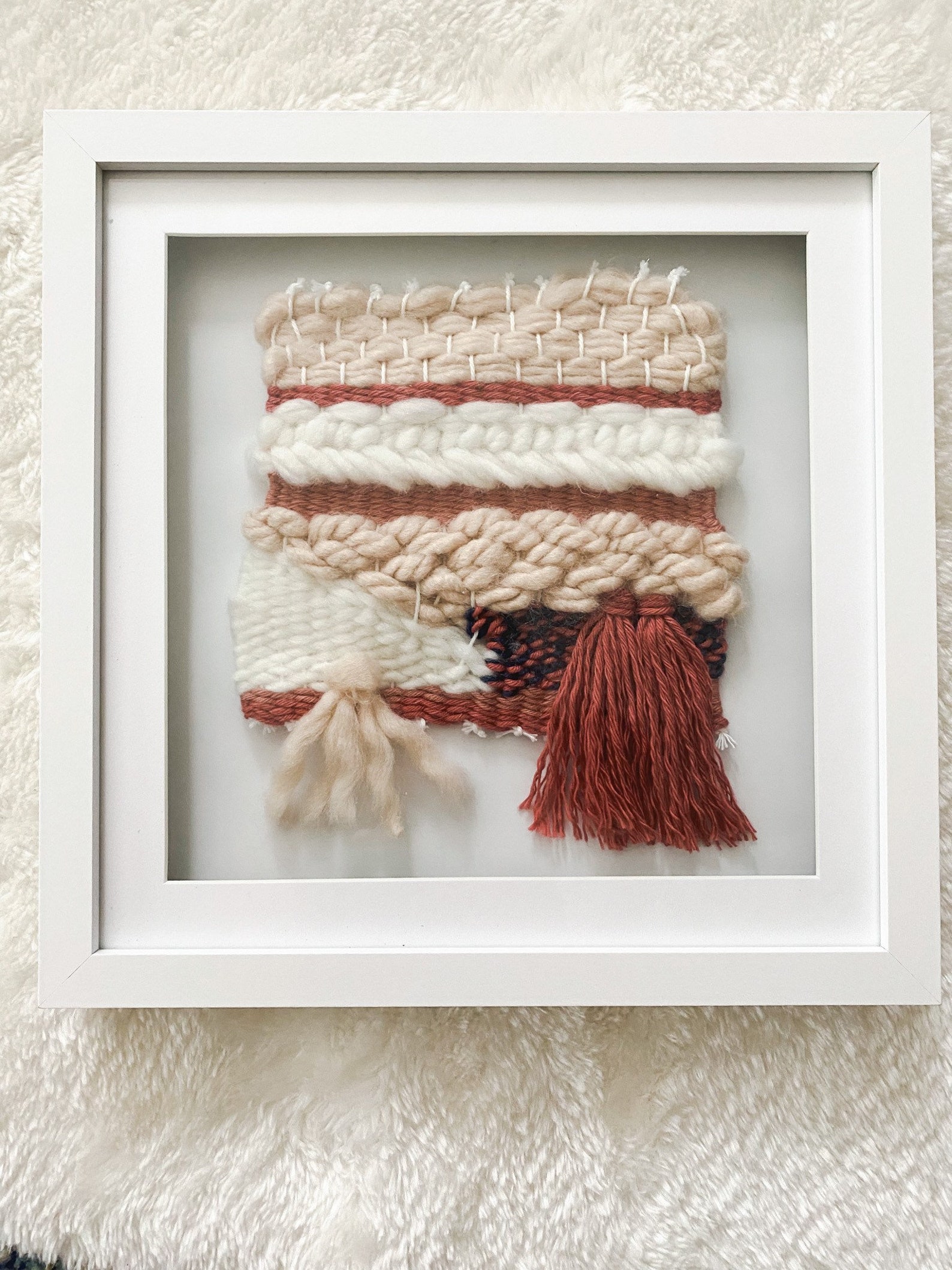 Framed Woven Art Fibre Art Handmade Tapestry Neutral Etsy