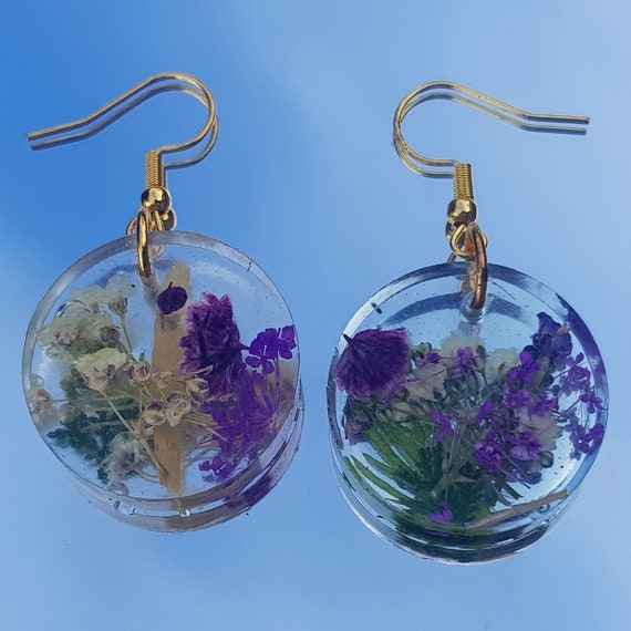 Flower Resin Earrings Etsy Ireland