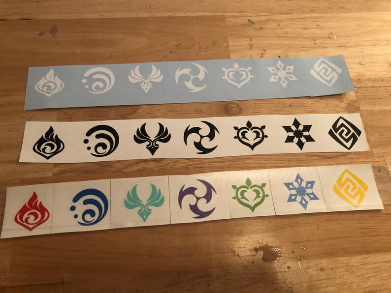 Genshin Impact Element Symbol Decal Strip Etsy