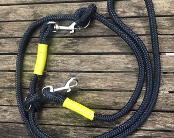 Dog leash blue made of rope rope adjustable