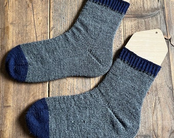 Chaussettes en laine tricotées à la main. 35-38 #MARINE