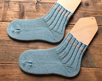 Chaussettes en laine tricotées à la main taille 38/39 #DENIM LIGHT