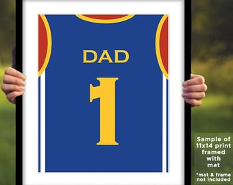 Golden State Warriors #1 Dad Basketball Jersey Digital Print Download Size 11x14 (Father's Day)