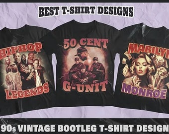 Unique Vintage 90s Style Bootleg Rap T-shirt Design - Any