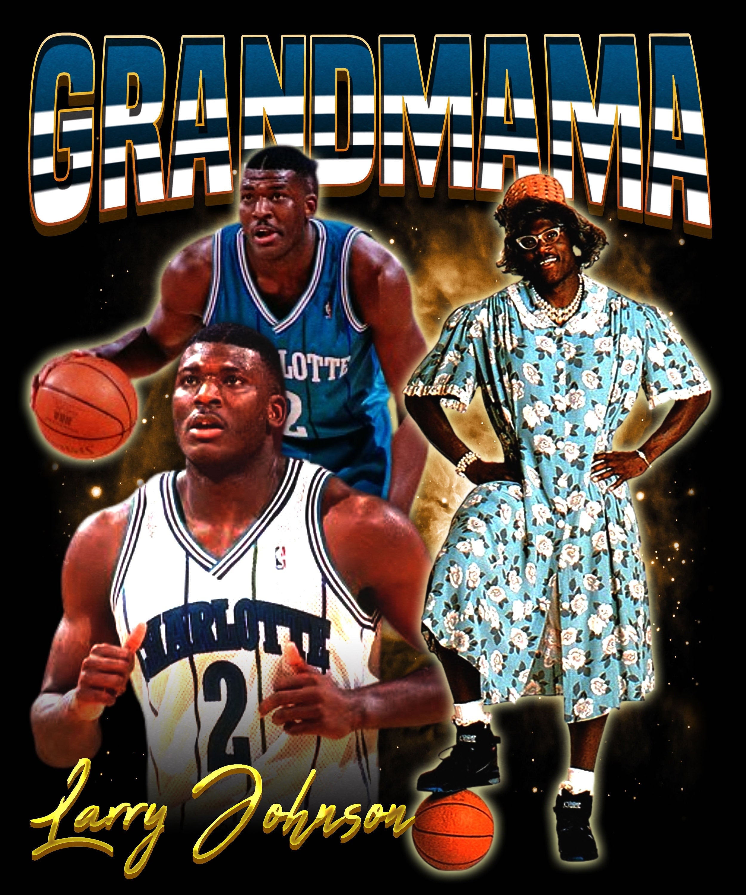 MINT VTG 90S NBA AUTHENTIC CHARLOTTE HORNETS LARRY JOHNSON JERSEY
